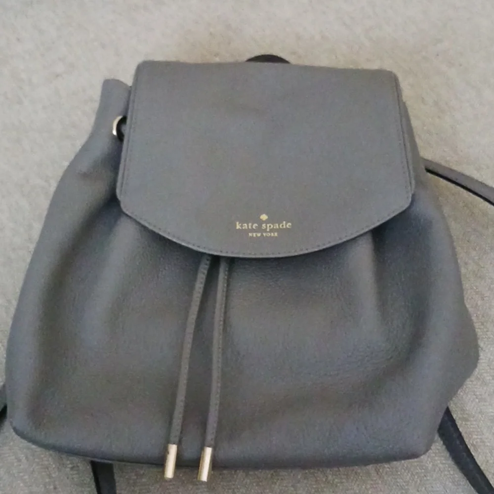 Kate Spade gray pebbled leather backpack